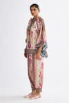 Rajdeep Ranawat_Pink Silk Print Abstract Stand Collar Ramona Poncho Tunic  _Online_at_Aza_Fashions