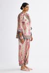 Buy_Rajdeep Ranawat_Pink Silk Print Abstract Stand Collar Ramona Poncho Tunic  _Online_at_Aza_Fashions