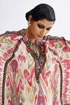 Shop_Rajdeep Ranawat_Pink Silk Print Abstract Stand Collar Ramona Poncho Tunic  _Online_at_Aza_Fashions