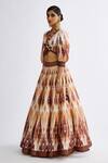 Rajdeep Ranawat_Brown Satin And Silk Duppion Print Rubali Leela Lehenga With Top  _Online_at_Aza_Fashions