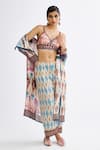 Buy_Rajdeep Ranawat_Multi Color Silk Print Abstract V Neck Ursula Bridgette Bralette  _Online_at_Aza_Fashions