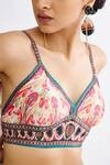 Rajdeep Ranawat_Multi Color Silk Print Abstract V Neck Ursula Bridgette Bralette  _at_Aza_Fashions
