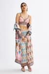Shop_Rajdeep Ranawat_Multi Color Silk Print Abstract V Neck Ursula Bridgette Bralette  _at_Aza_Fashions