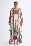 Rajdeep Ranawat_Multi Color Silk Square Neck Yolanda Abstract Print Kaftan_Online_at_Aza_Fashions