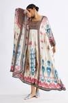 Buy_Rajdeep Ranawat_Multi Color Silk Square Neck Yolanda Abstract Print Kaftan_Online_at_Aza_Fashions