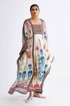 Buy_Rajdeep Ranawat_Multi Color Silk Square Neck Yolanda Abstract Print Kaftan_at_Aza_Fashions