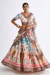 Buy_Rajdeep Ranawat_Multi Color Scuba Printed Abstract V Varsha Leela Blouse Lehenga Set  _at_Aza_Fashions