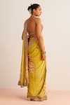 Shop_Kalista_Yellow Blouse Viscose Silk Printed Vintage Floral Anaisa Pre-draped Saree With_at_Aza_Fashions