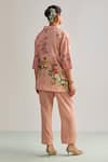 Shop_Kalista_Pink Viscose Slub Hand Painted Floral Spread Emilia Shirt Tunic And Pant Set _at_Aza_Fashions