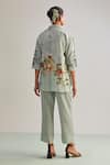 Shop_Kalista_Blue Viscose Slub Hand Painted Floral Emilia Print Shirt Tunic And Pant Set _at_Aza_Fashions