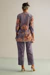 Shop_Kalista_Purple Viscose Slub Hand Painted Floral Ardita Print Shirt Tunic And Pant Set _at_Aza_Fashions