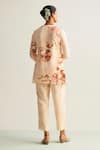 Shop_Kalista_Off White Viscose Slub Hand Painted Floral V Amber Print Shirt Tunic And Pant Set _at_Aza_Fashions