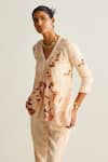 Buy_Kalista_Off White Viscose Slub Hand Painted Floral V Amber Print Shirt Tunic And Pant Set _Online_at_Aza_Fashions