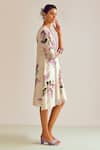 Buy_Kalista_Off White Cotton Silk Printed Floral Motifs Round Amie Flared Dress _Online_at_Aza_Fashions