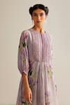 Shop_Kalista_Purple Cotton Silk Printed Floral Motifs Round Amie Dress _Online_at_Aza_Fashions