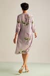 Buy_Kalista_Purple Cotton Silk Printed Floral Motifs Round Amie Dress 