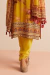 Buy_Kalista_Yellow Cotton, Silk Tassels, Mirrors Round Neck Floral Print Kurta Set 