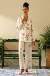 Buy Label Deepika Nagpal Ivory Cotton Embroidery Collared Charlotte Floral Print Shirt And Pant Set at Aza Fashions Buy_Label Deepika Nagpal_Ivory Cotton Embroidery Collared Charlotte Floral Print Shirt And Pant Set_at_Aza_Fashions