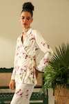 Label Deepika Nagpal Ivory Cotton Embroidery Collared Charlotte Floral Print Shirt And Pant Set at Aza Fashions Label Deepika Nagpal_Ivory Cotton Embroidery Collared Charlotte Floral Print Shirt And Pant Set_at_Aza_Fashions