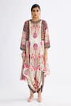 Buy_Rajdeep Ranawat_Pink Silk Printed Abstract Round Aamilah Panelled Tunic  _at_Aza_Fashions