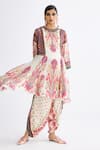 Rajdeep Ranawat_Pink Silk Printed Abstract Round Aamilah Panelled Tunic  _at_Aza_Fashions