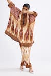 Rajdeep Ranawat_Brown Silk Printed Abstract Band Collar Chanel Tunic  _at_Aza_Fashions