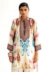 Rajdeep Ranawat_Multi Color Silk Printed Abstract Band Baaka High Low Hem Tunic  _at_Aza_Fashions