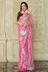 Buy_DILNAZ_Pink Embroidered Sequin Saree  _at_Aza_Fashions