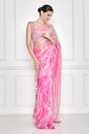 DILNAZ_Pink Embroidered Sequin Saree  _at_Aza_Fashions