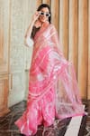 Shop_DILNAZ_Pink Embroidered Sequin Saree  _Online_at_Aza_Fashions