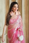 Buy_DILNAZ_Pink Embroidered Sequin Saree  