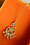 Buy_Zariin_Gold Plated Chaand Phool Mirror Embellished Maangtikka _at_Aza_Fashions