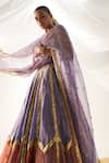 Shop_Itrh_Purple Tissue, Silk Gota Patti, Beads Scoop Neck Colorblock Work Lehenga Set _Online_at_Aza_Fashions