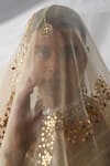Itrh Beige Lace, Organza Gota Patti Round Neck Lampi Embroidered Blouse Lehenga Set Online at Aza Fashions Itrh_Beige Lace, Organza Gota Patti Round Neck Lampi Embroidered Blouse Lehenga Set _Online_at_Aza_Fashions