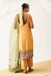 Shop_Itrh_Yellow Tissue, Organza Gota Patti, Zari Scoop Colorblock Embellished Kurta Set _at_Aza_Fashions