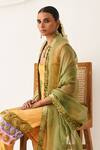 Buy_Itrh_Yellow Tissue, Organza Gota Patti, Zari Scoop Colorblock Embellished Kurta Set _Online_at_Aza_Fashions