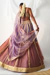Shop_Itrh_Purple Tissue, Silk Gota Patti, Beads Scoop Neck Colorblock Work Lehenga Set _at_Aza_Fashions