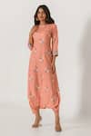 Buy_Pasha India_Orange Cotton Rayon Printed Floral Round Pattern Dhoti Jumpsuit _at_Aza_Fashions