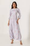 Buy_Pasha India_Grey Cotton Rayon Printed Floral Round Dhoti Jumpsuit _at_Aza_Fashions