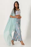 Pasha India Grey Cotton, Rayon Embroidery, Sequins V-neck Scalloped Border Cape Pant Set Online at Aza Fashions Pasha India_Grey Cotton, Rayon Embroidery, Sequins V-neck Scalloped Border Cape Pant Set _Online_at_Aza_Fashions