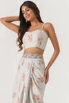 Pasha India Green Cotton, Rayon Embroidery, Sequins Floral Print Bralette And Lungi Skirt Set Online at Aza Fashions Pasha India_Green Cotton, Rayon Embroidery, Sequins Floral Print Bralette And Lungi Skirt Set _Online_at_Aza_Fashions