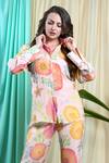 Buy_Seams Pret And Couture_Pink Crepe, Silk Sequins Collared Aanya Floral Print Shirt With Pant _Online_at_Aza_Fashions