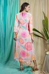 Shop_Seams Pret And Couture_Pink Crepe Sequins, Embroidery Round Neck Ezra Floral Bloom Print Dress _at_Aza_Fashions