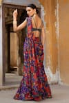 Shop_Seeaash_Purple Soft Organza Printed Rang Leaf Pre-draped Saree With Blouse _at_Aza_Fashions