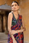 Shop_Seeaash_Purple Soft Organza Printed Rang Leaf Pre-draped Saree With Blouse _Online_at_Aza_Fashions