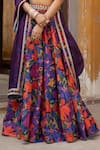 Seeaash_Purple Chanderi Printed Rang Plunge V Neck Lehenga Set _Online_at_Aza_Fashions