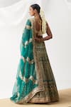 Shop_Itrh_Green Lampi Hand Embroidered Gota Patti Leaf Neck Bridal Lehenga Set_at_Aza_Fashions