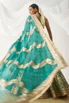Itrh_Green Lampi Hand Embroidered Gota Patti Leaf Neck Bridal Lehenga Set_Online_at_Aza_Fashions