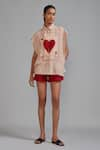 Buy_MATI_Pink Pure Linen Applique And Embroidered Ace Of Hearts Collared Shirt _at_Aza_Fashions