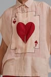 Buy_MATI_Pink Pure Linen Applique And Embroidered Ace Of Hearts Collared Shirt 